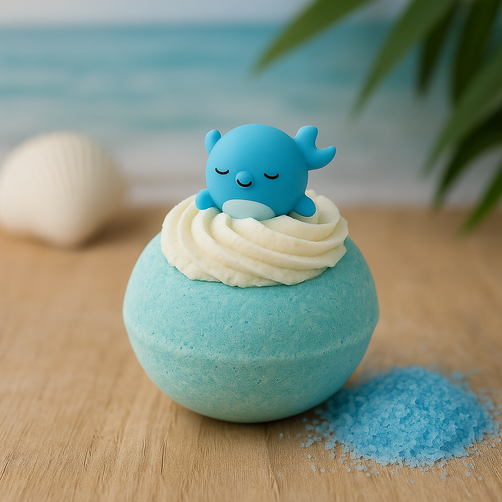 El Yapımı Cupcake Banyo Bombası 135/145gr – Okyanus Kokulu, Oyuncaklı