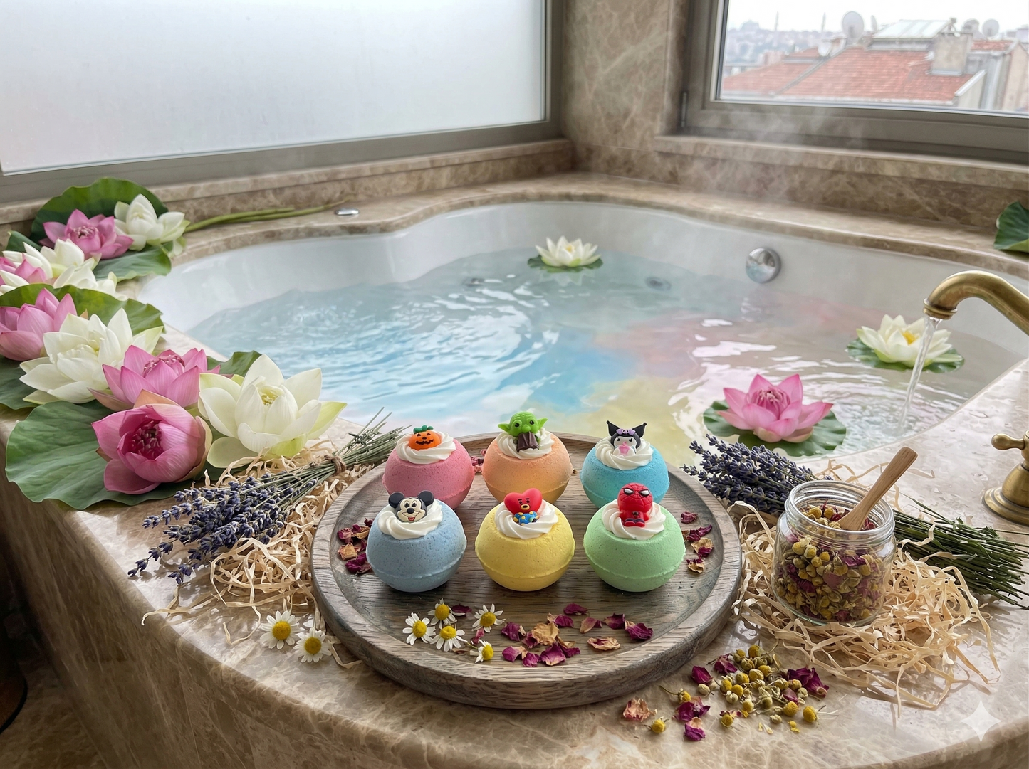 Lotus Kozmetik | Premium Dev Cupcake Banyo Bombası Seti - 6'lı Avantaj Paketi (135g)