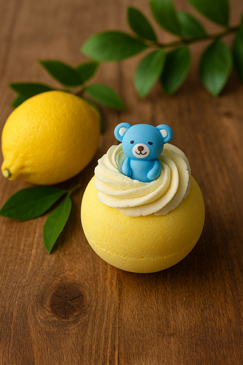 El Yapımı Cupcake Banyo Bombası 135/145gr – Limon Kokulu, Oyuncaklı